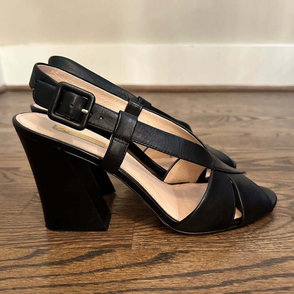 LOUISE ET CIE KALEE Black Leather Block Heel Strappy Sandal Size 10 M - Picture 2 of 11